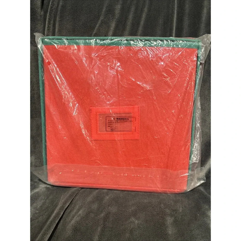 Ornament Storage Box 64‎ Section Green 12x12x12 Red Collapsible NEW